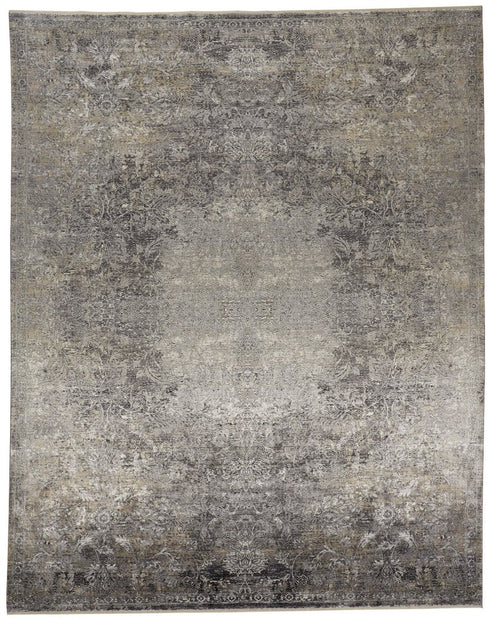 4' X 5' Tan And Gray Oriental Distressed Area Rug